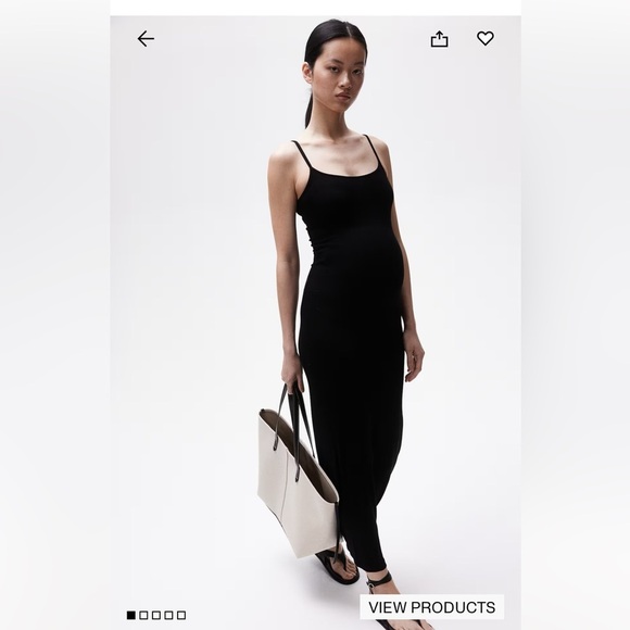 H&M Dresses & Skirts - H&M Mama Maternity Long Ribbed Black Spaghetti Strap Elegant Black Maxi Dress